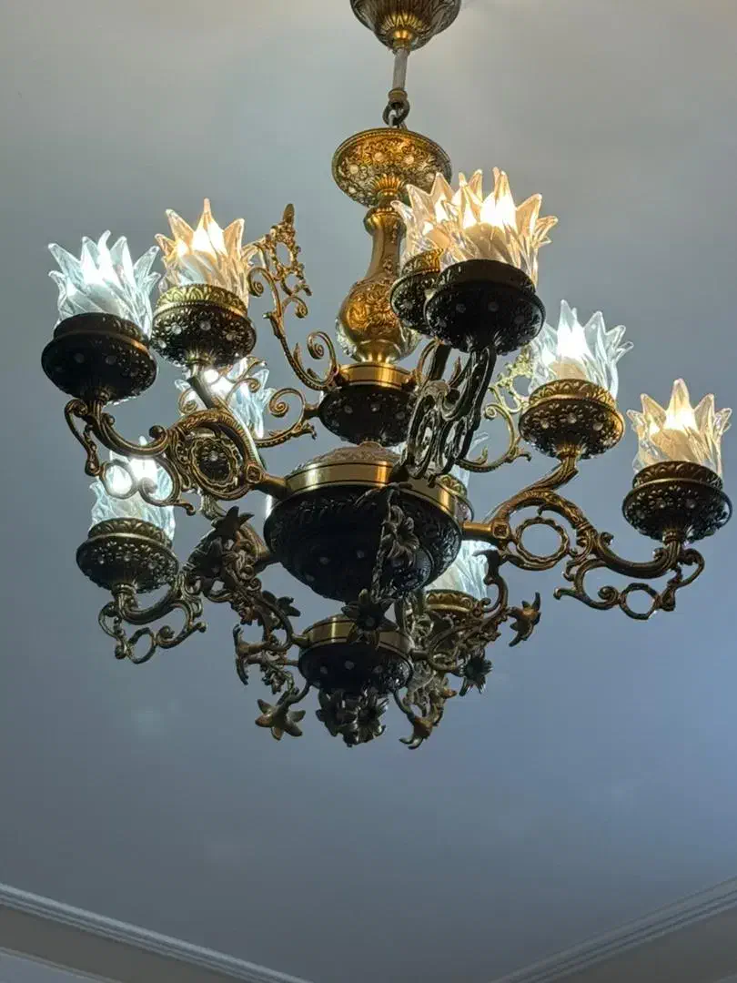 لوستر برنزی سنگین سالم|لوستر و چراغ آویز|سهند, |دیوار