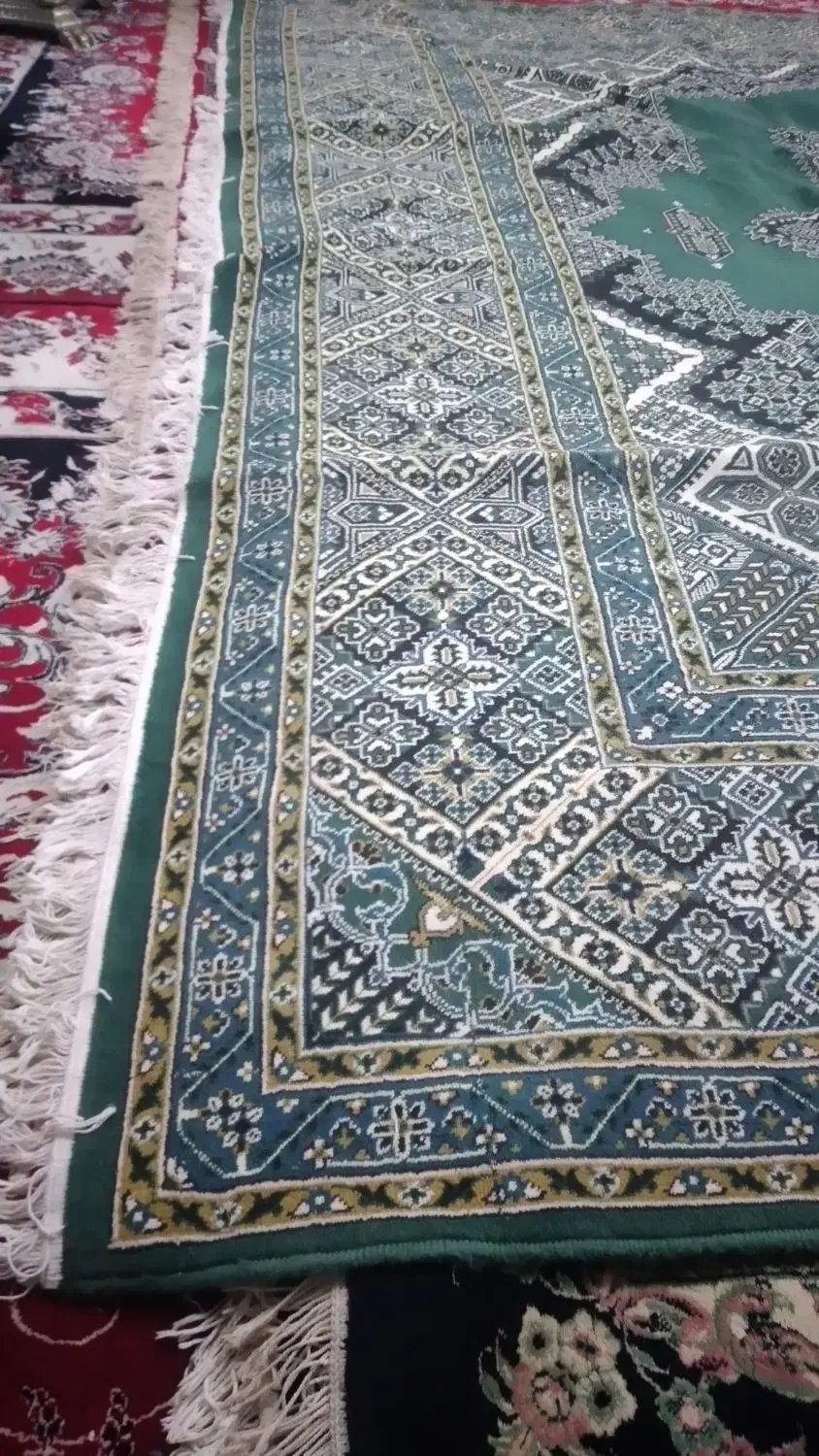 فرش ۱۲متری سالم سبز ویدونه سرمه ای ۹متری|فرش|قهدریجان, |دیوار