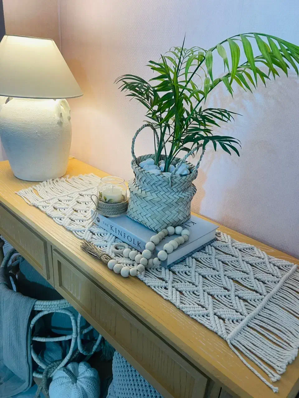 رومیزی گلدان مکرومه کاردست|پرده، رانر، رومیزی|محمدشهر, محمدشهر|دیوار