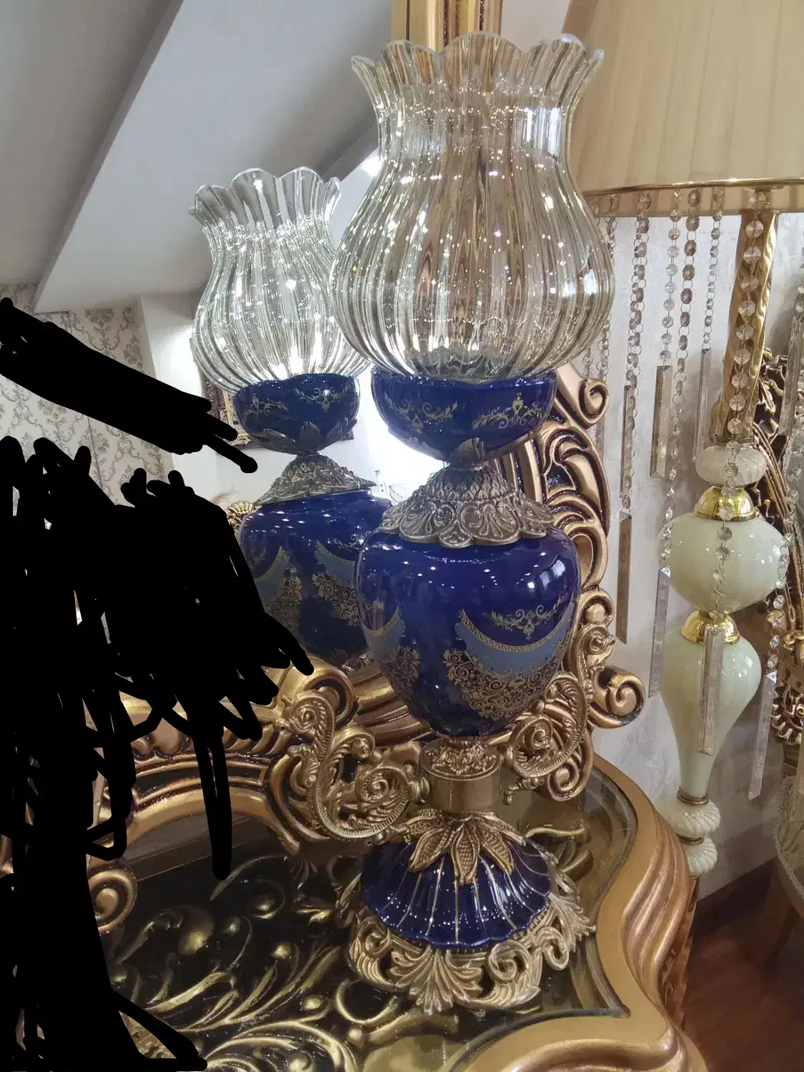 یک جفت شمعدان آنتیک قدیمی ولی صفرو آینه|کلکسیون اشیاء عتیقه|تبریز, |دیوار