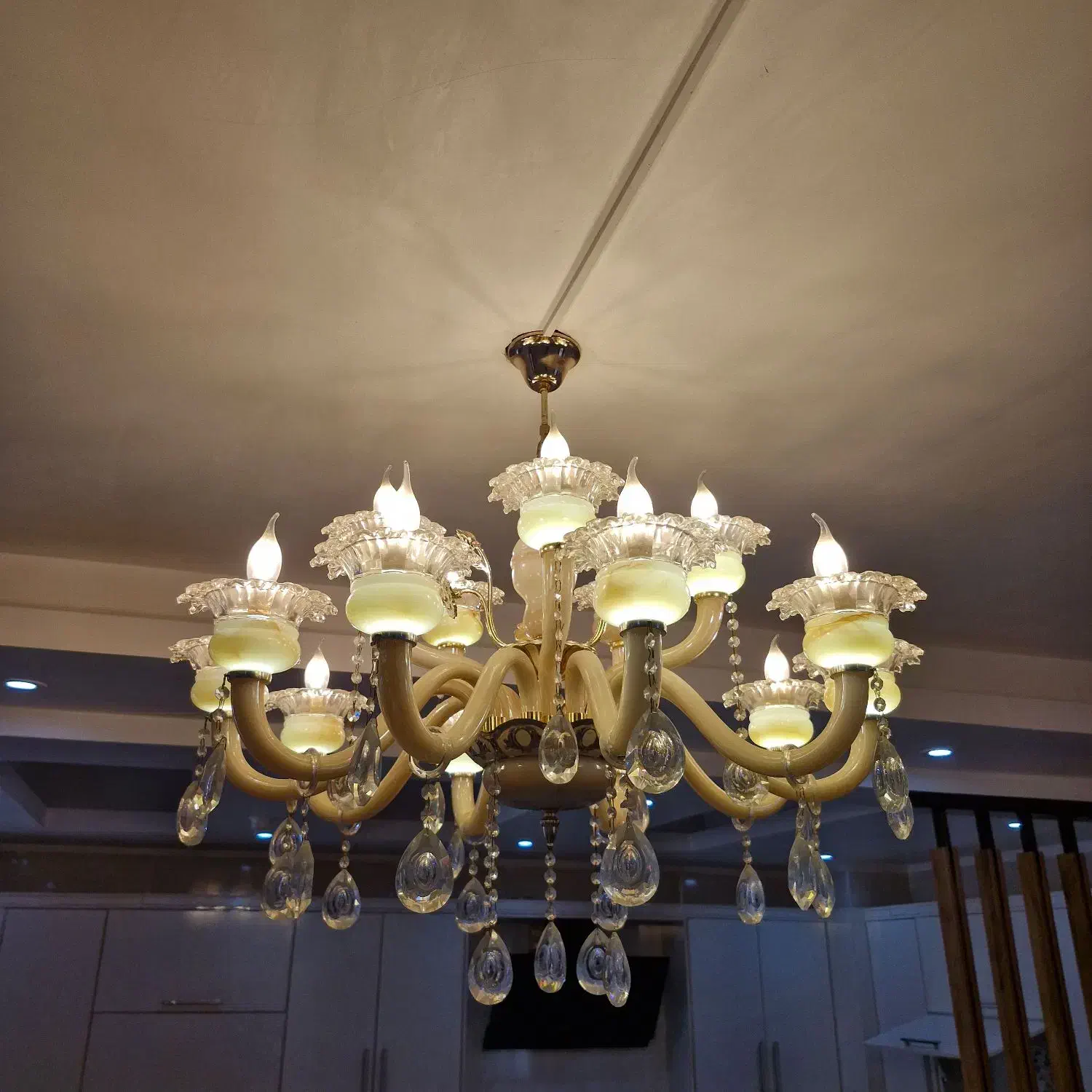 لوستر کریستال ۱۵شاخه شیک و نو|لوستر و چراغ آویز|اهواز, شهرک دانشگاه|دیوار