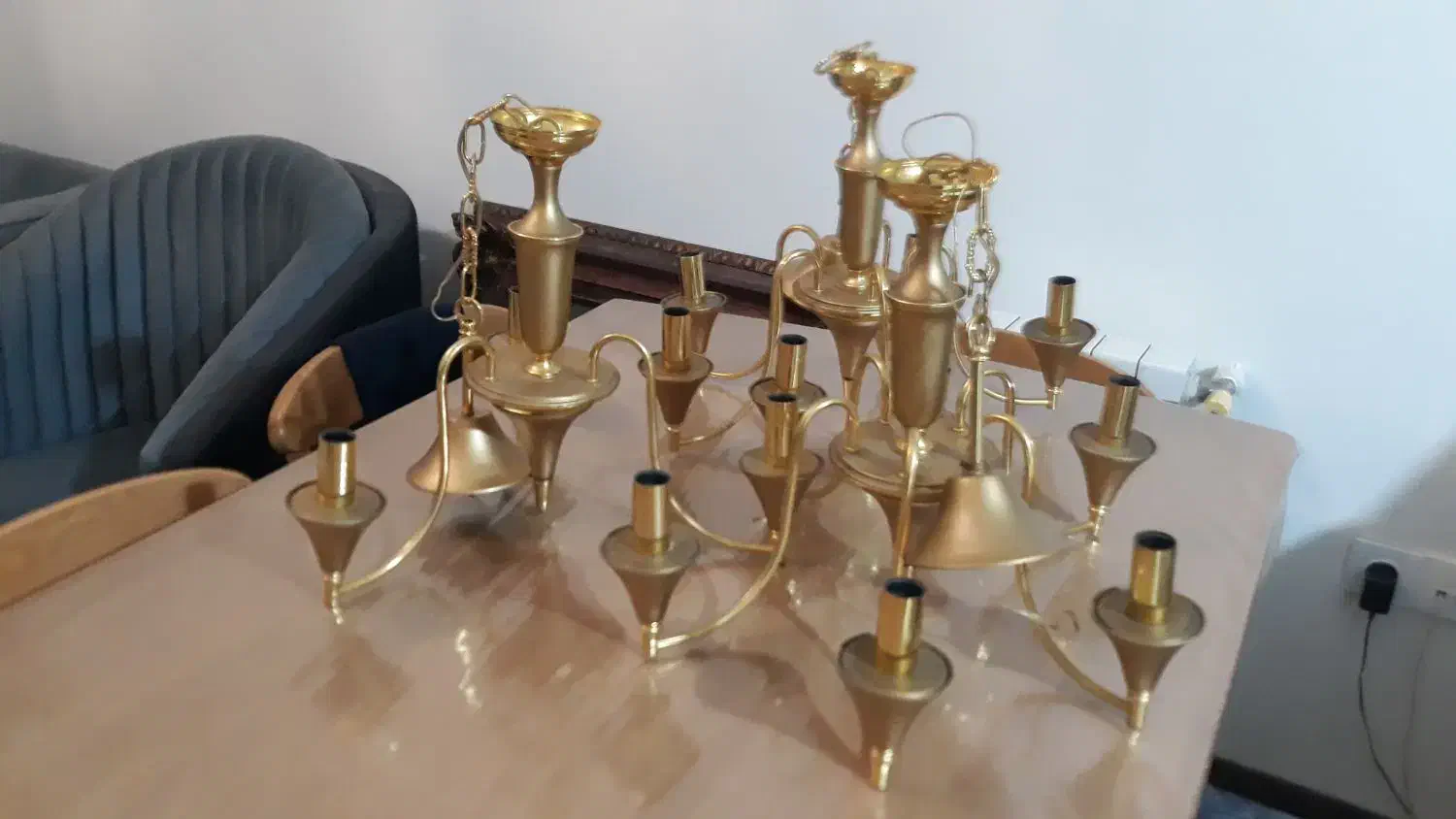 لوستر ۵و ۳ شاخه برنجی|لوستر و چراغ آویز|تهران, نارمک جنوبی|دیوار