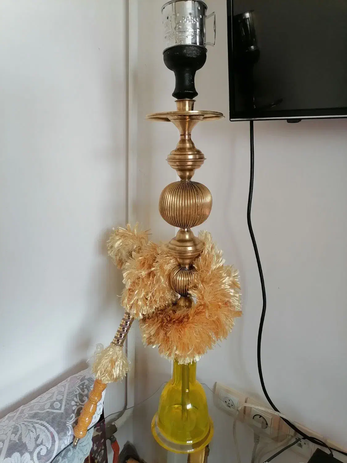 قلیان قدیمی برنجی|کلکسیون اشیاء عتیقه|سهند, |دیوار