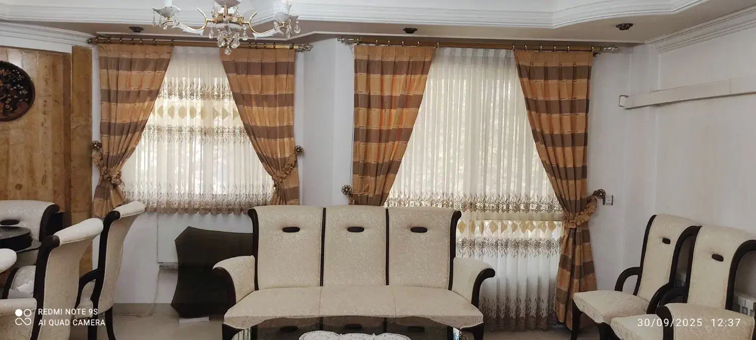 دوعددپرده کتان نازک، در و پنجره پذیرایی و میل پرده|پرده، رانر، رومیزی|گرگان, |دیوار