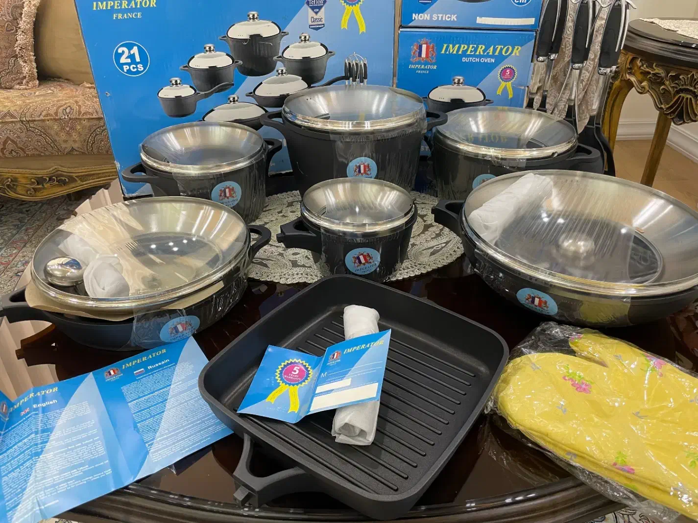 سرویس قابلمه چدن ۲۱پارچه اکبند فرانسوی|ظروف پخت‌وپز|رباط‌کریم, رباط‌کریم|دیوار