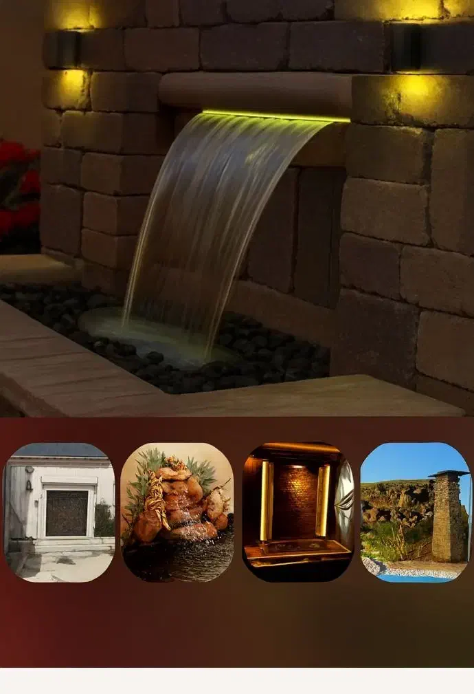 اجرای تخصصی آبنما آتشدان پرده آب بارانی|مصالح و تجهیزات ساختمان|یزد, |دیوار