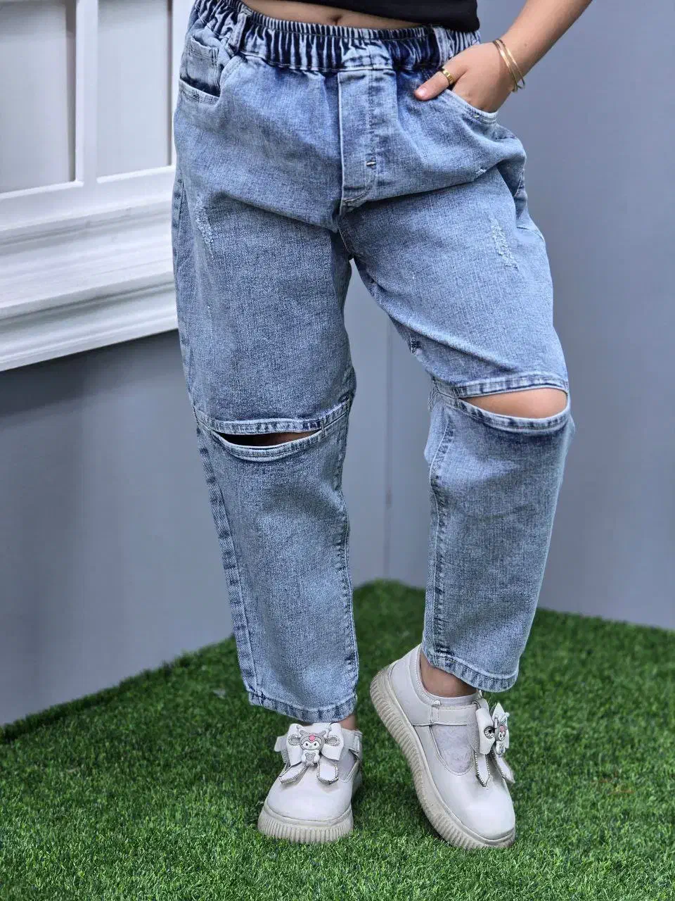 شلوار لی بچگانه زانو زاپ برند بلک آنجل|کفش و لباس بچه|اسلامشهر, شهرک قائمیه|دیوار