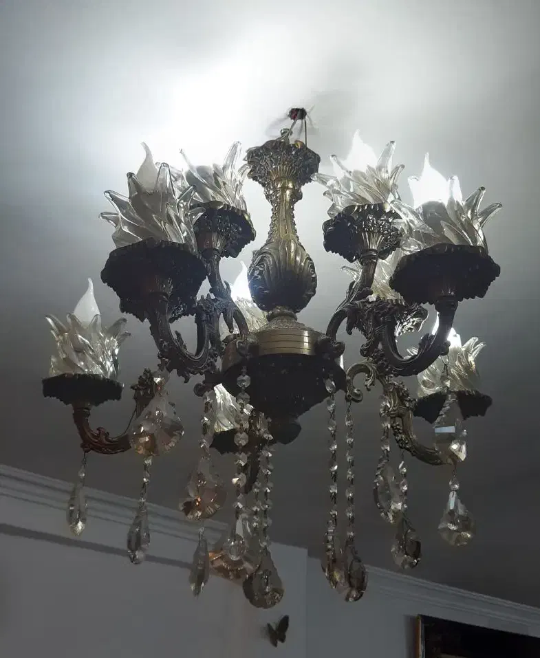 یک جفت لوستر سیاه قلم طرح برنز|لوستر و چراغ آویز|تبریز, |دیوار