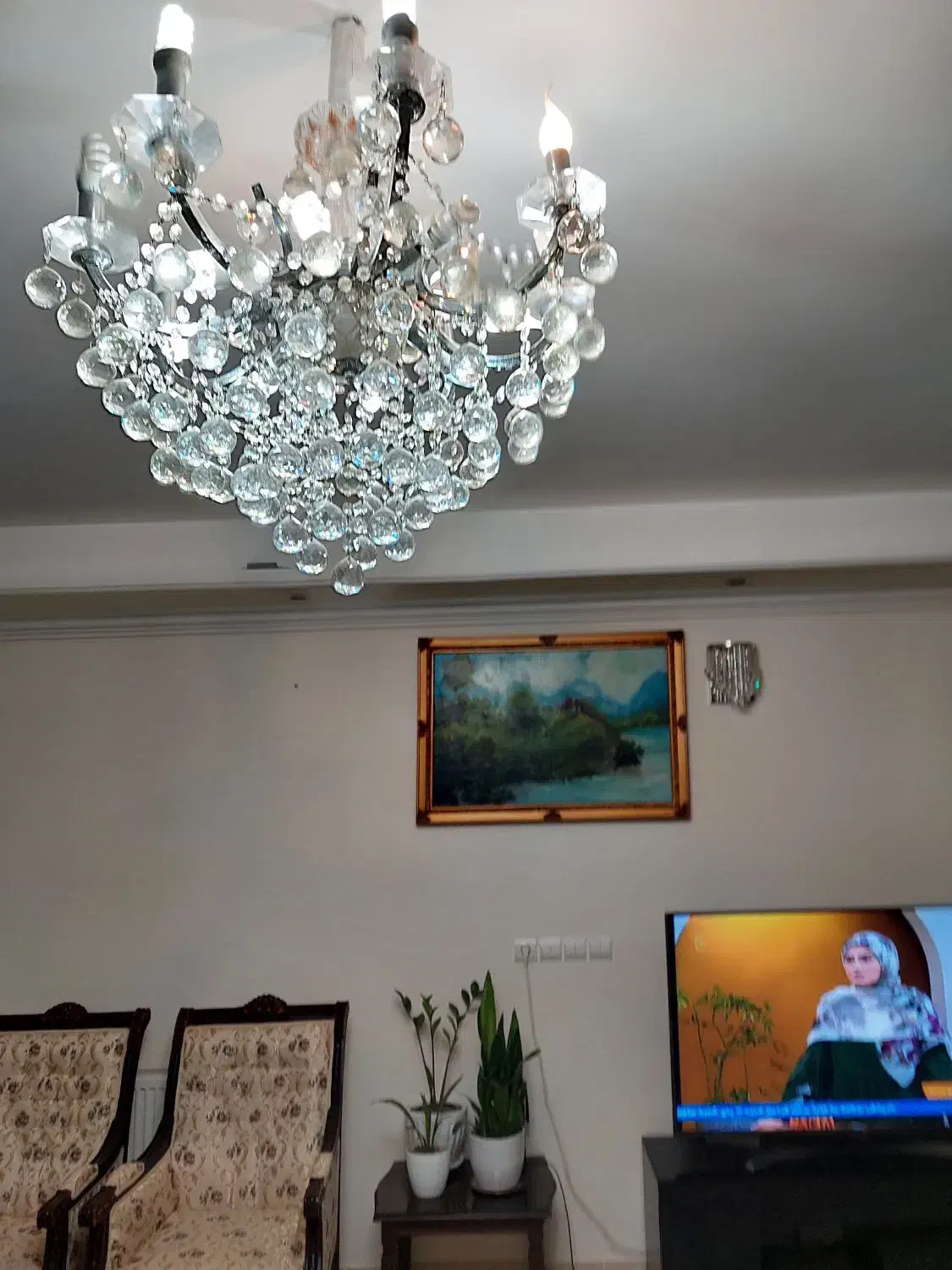 لوستر کریستال سقفی و جفت دیوارکوب|لوستر و چراغ آویز|گرگان, |دیوار