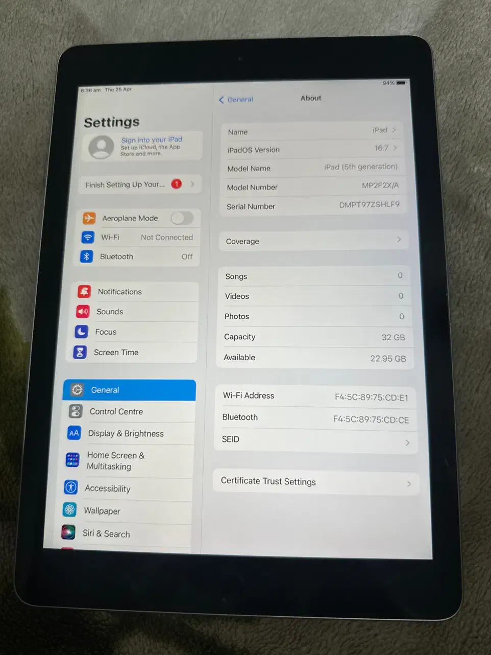 آیپد اپل نسل ۵   ۳۲گیگ    سالم|تبلت|ارومیه, |دیوار