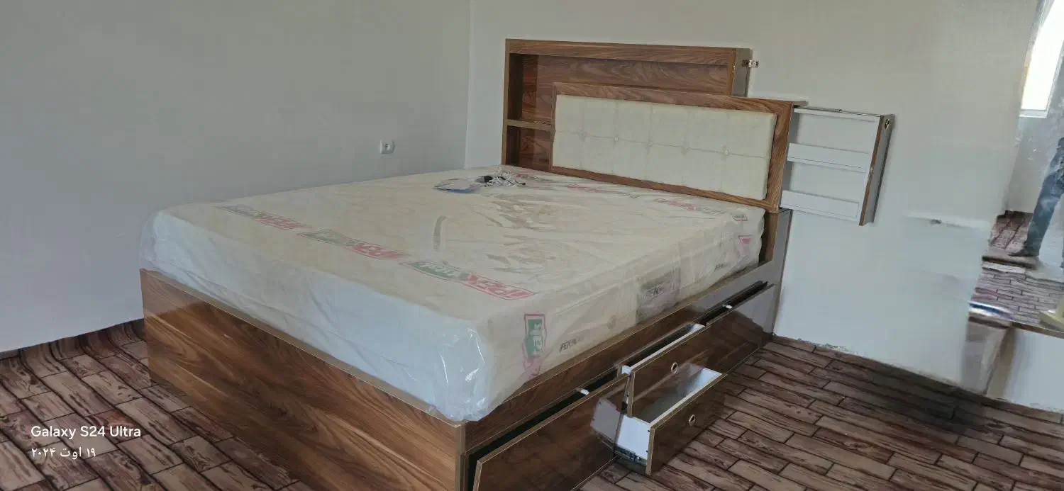 تخت خواب دو نفره تمام ام دی اف|تخت و سرویس خواب|ماکو, |دیوار