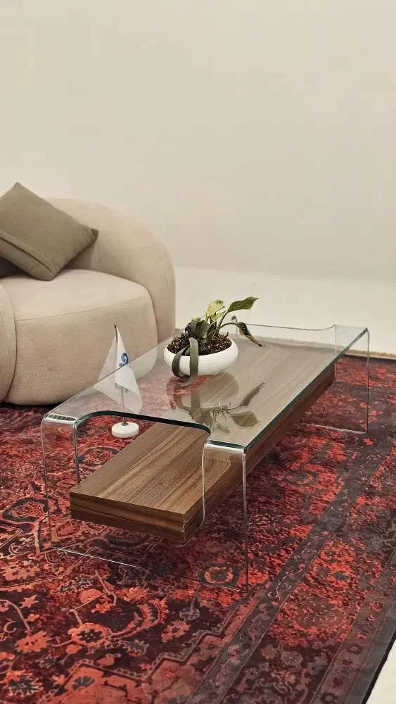 میز جلومبلی شیشه ای مدرن با شلف چوبی خاص - تولیدی|مبلمان خانگی و میز عسلی|تهران, شهرک استقلال|دیوار