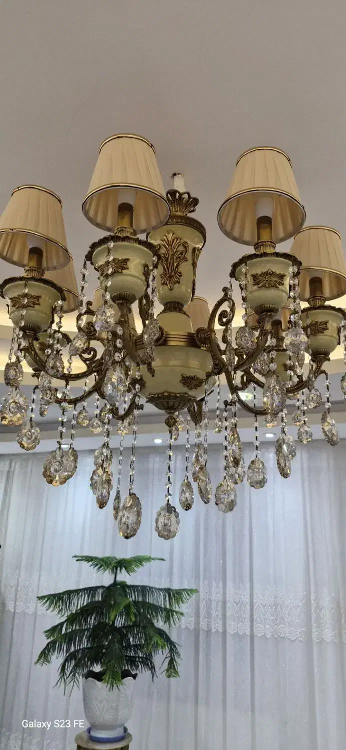 لوستر 8شاخه برنزی|لوستر و چراغ آویز|اردبیل, |دیوار