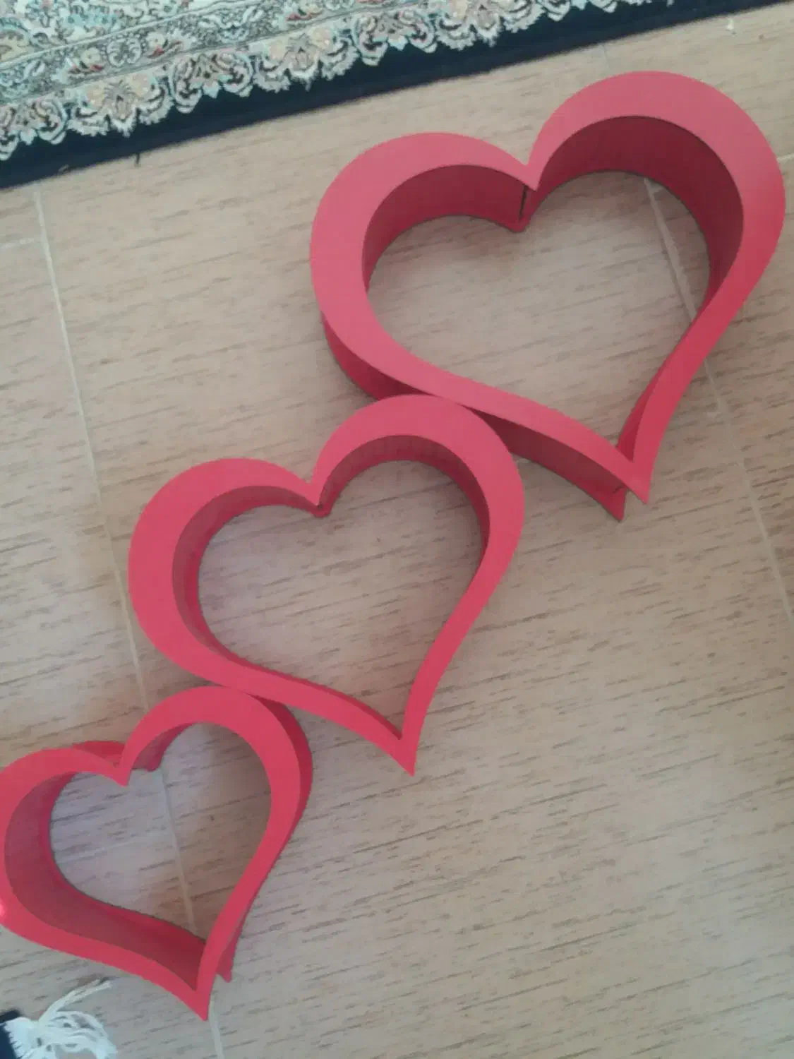 باکس قلبی چوبی سه تیکه با جاکلیدی قلبی|صنایع دستی و سایر لوازم تزئینی|نهاوند, |دیوار