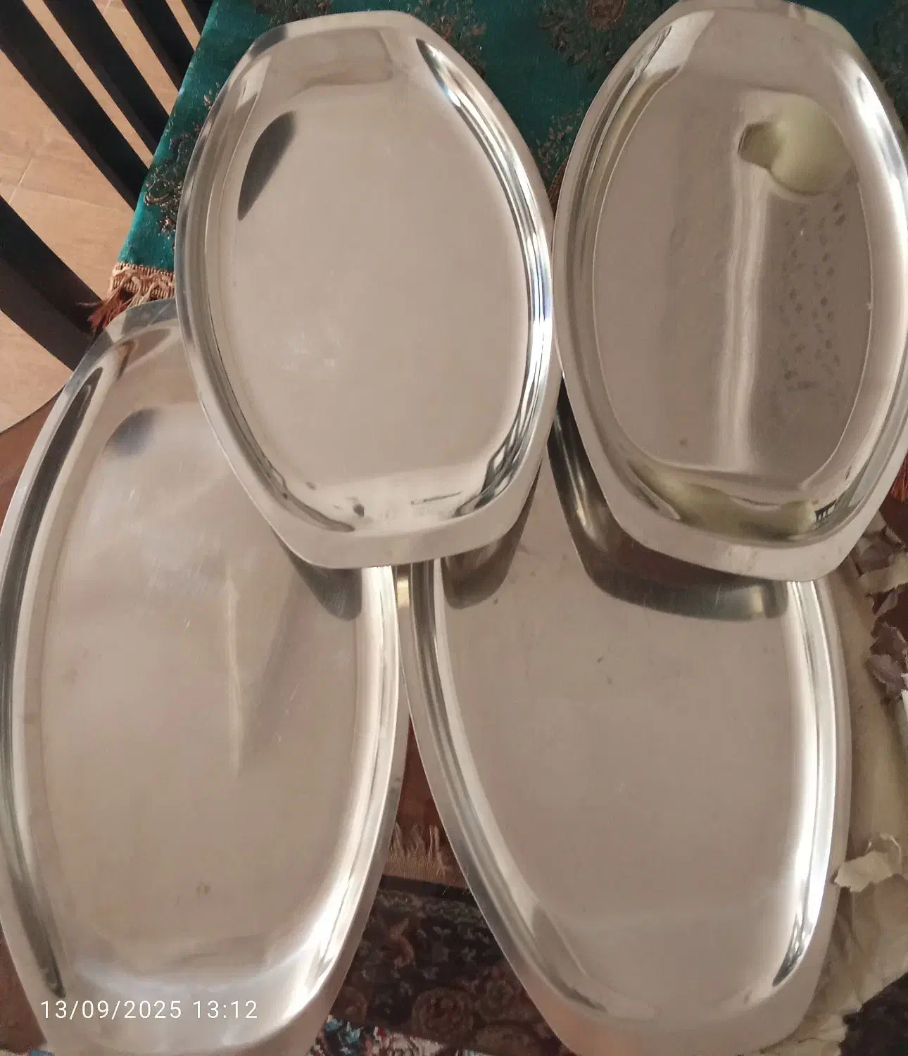 چهار عدد سینی استیل نو برنج خوری ومرغ خوری|ظروف سرو و پذیرایی|شیراز, درکی|دیوار