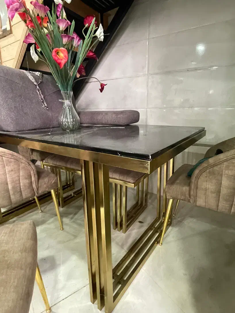 میز غذا خوری پایه فلز فورتیک ۶ نفره رنگ طلایی|میز و صندلی غذاخوری|آمل, |دیوار