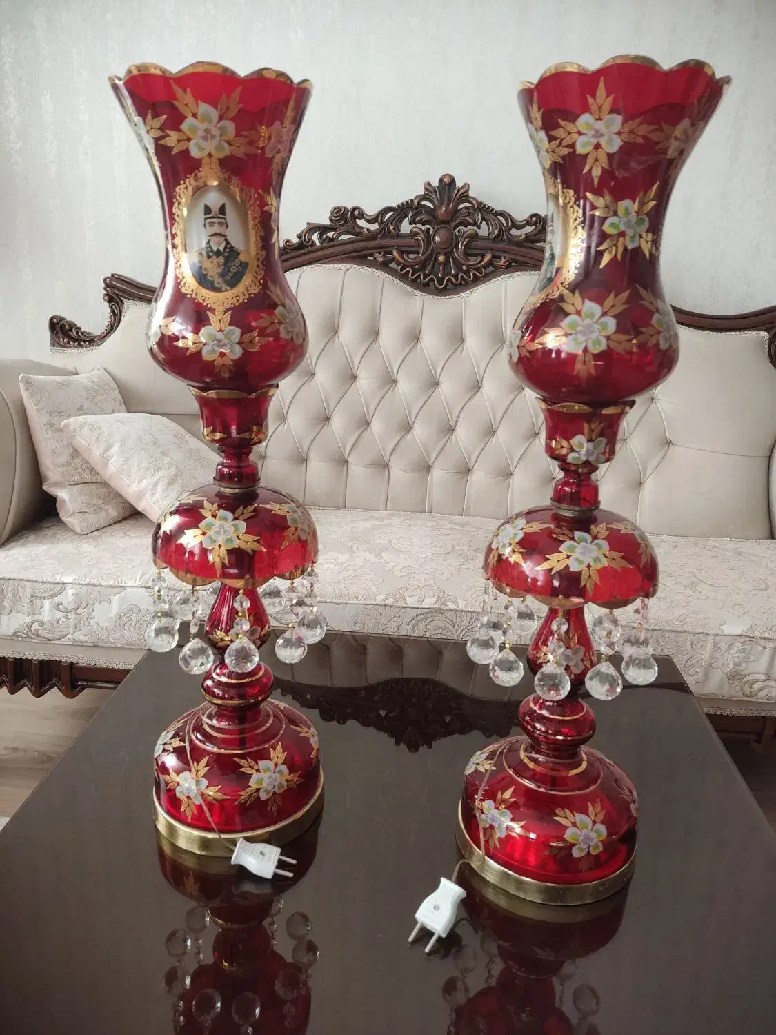 یک جفت شمعدان شاه عباسی سایز بزرگ|لوستر و چراغ آویز|هشترود, |دیوار