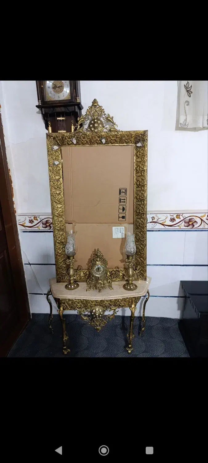 بوفه و میز آینه تمام برنج|بوفه، ویترین، کنسول|شال, |دیوار