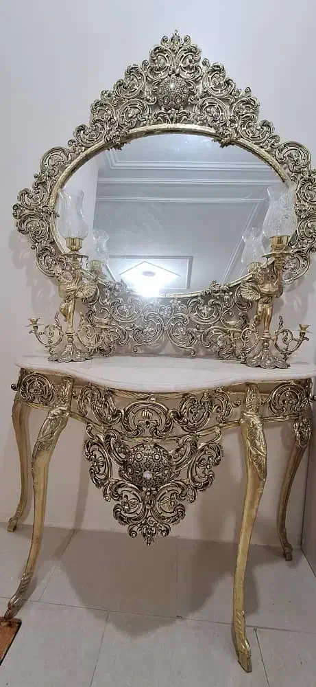 آینه کنسول برنجی|بوفه، ویترین، کنسول|هشتگرد, شهرک گلخانه|دیوار