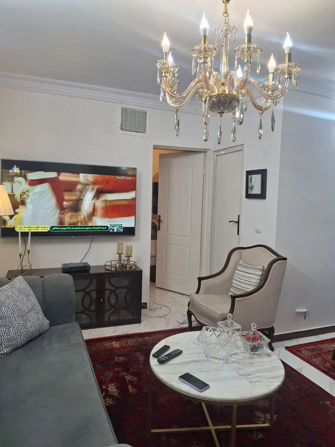 میز وسط مبل صفحه سنگ پایه فلز رنگ کوره ای|مبلمان خانگی و میز عسلی|آران و بیدگل, |دیوار