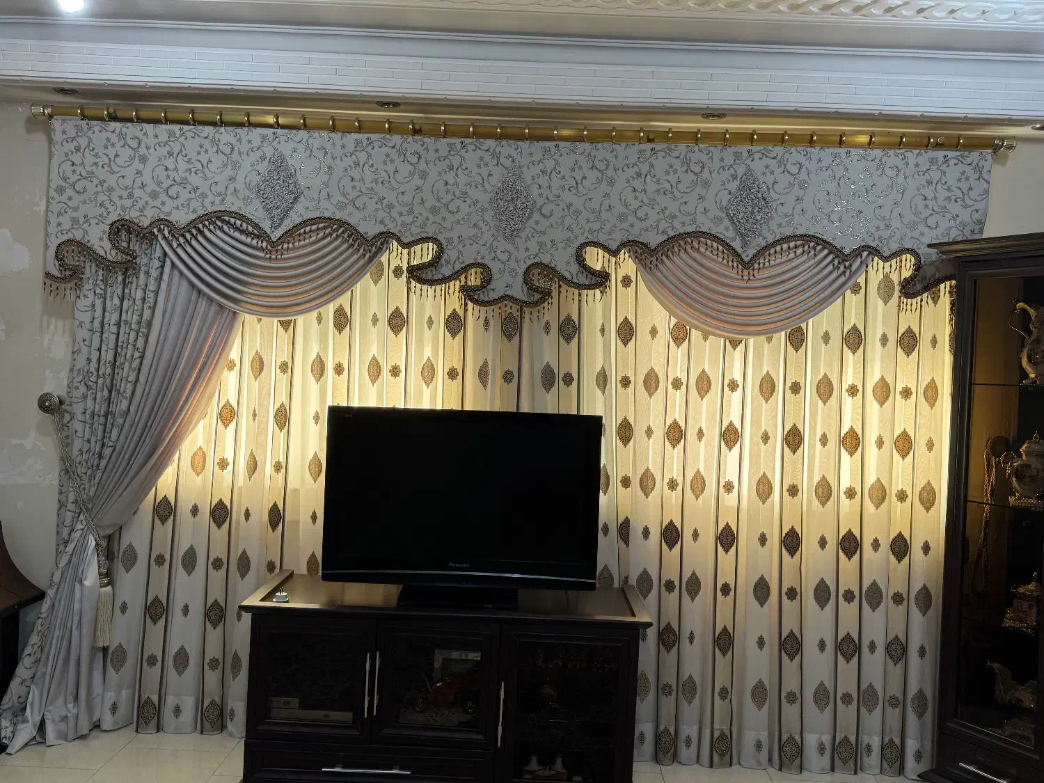 پرده کتان دو طرف والات دار|پرده، رانر، رومیزی|تولم شهر, |دیوار