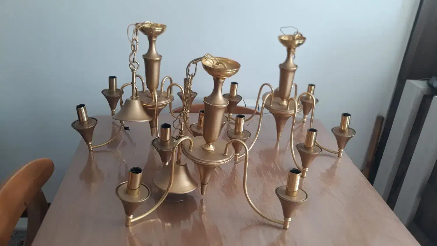 لوستر برنجی طلایی ثابت|لوستر و چراغ آویز|تهران, نارمک جنوبی|دیوار