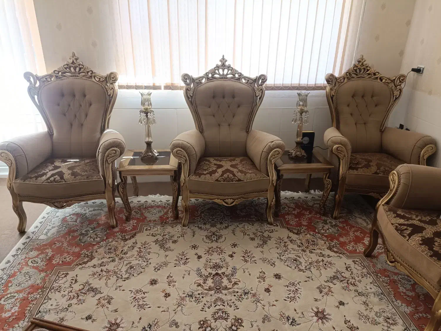 مبل سلطنتی چوب جنگلی راش 9 نفره|مبلمان خانگی و میز عسلی|شهرکرد, |دیوار