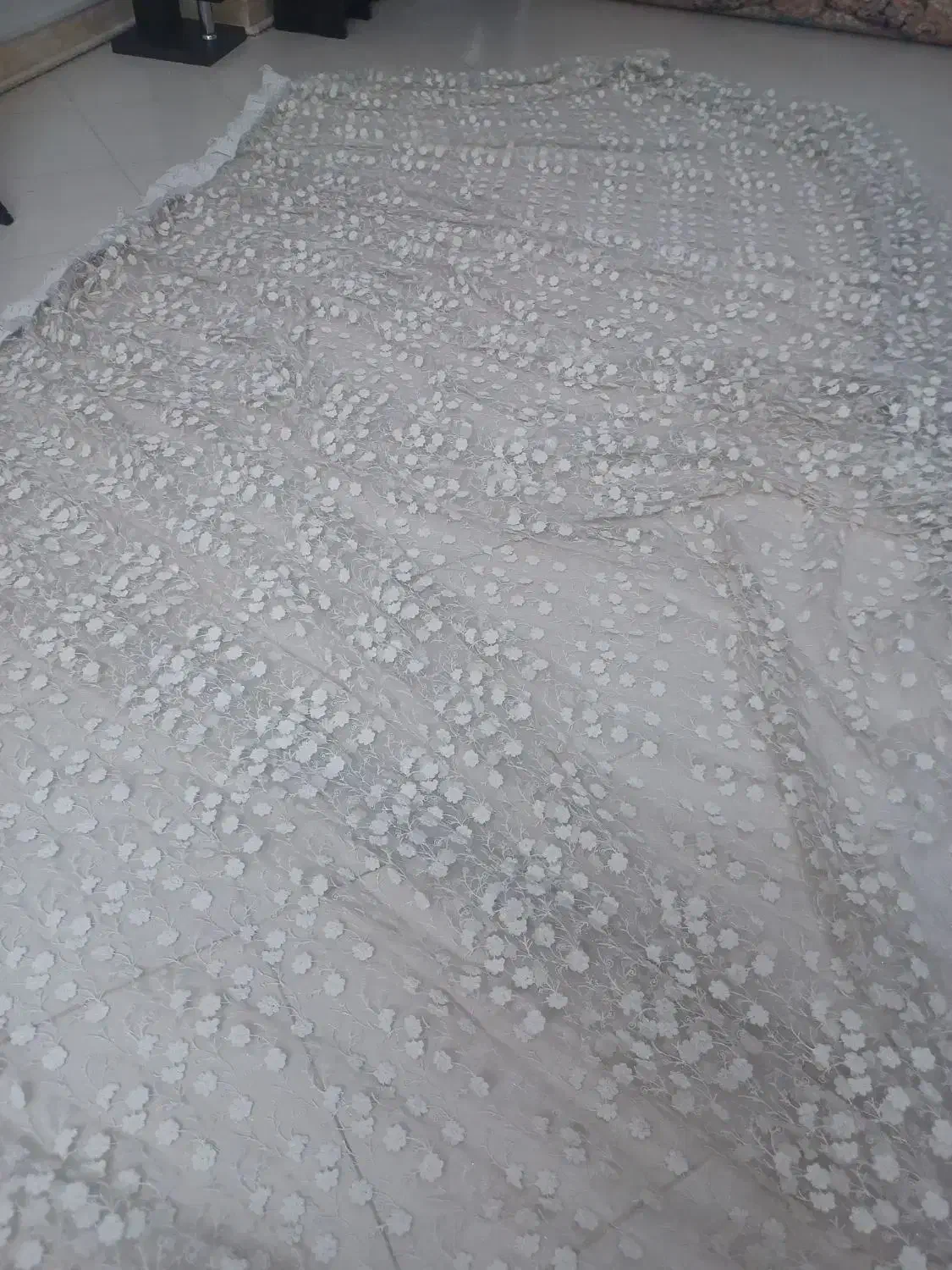 پرده گیپور مدل شکوفه با کتیبه|پرده، رانر، رومیزی|سمنان, |دیوار