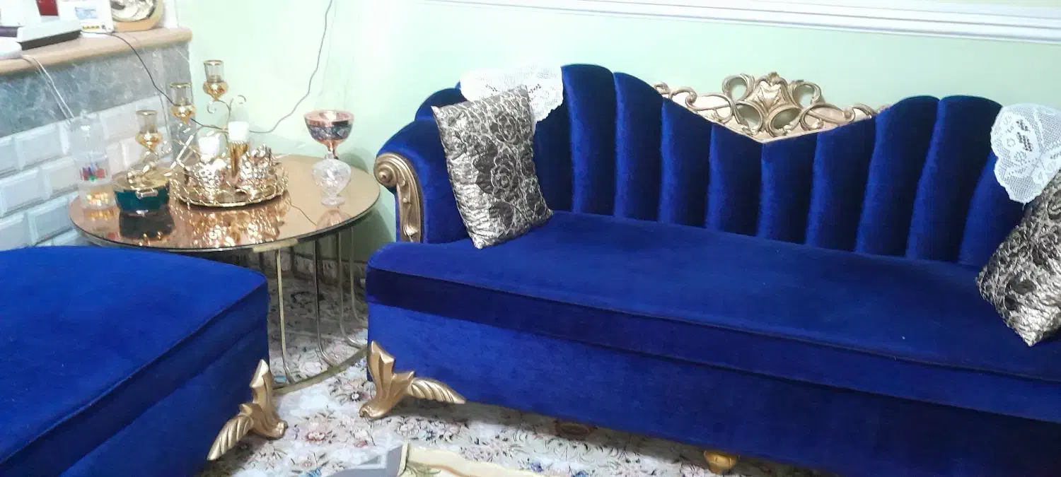 مبل آبی درباری|مبلمان خانگی و میز عسلی|نجف‌آباد, ویلاشهر|دیوار