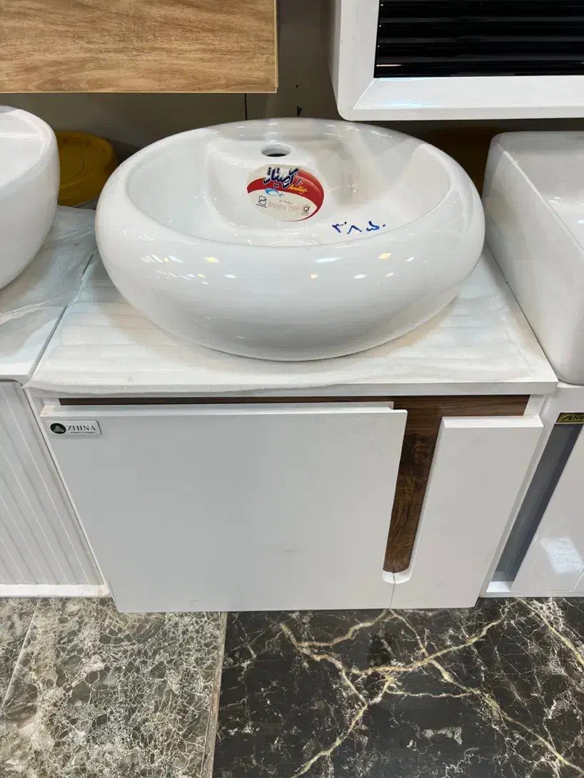 ست روشویی سفید چوب و سنگ آرمیتاژ|لوازم سرویس بهداشتی|رشت, رودباری|دیوار