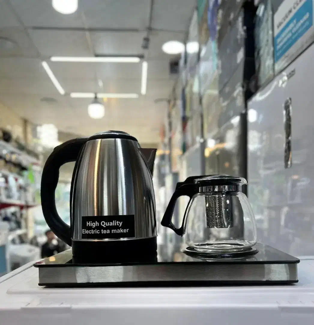 چایساز کنار همی شیشه استیل مشکی نقره ارسال|سماور، چای‌ساز، قهوه‌ساز|مشهد, طلاب|دیوار