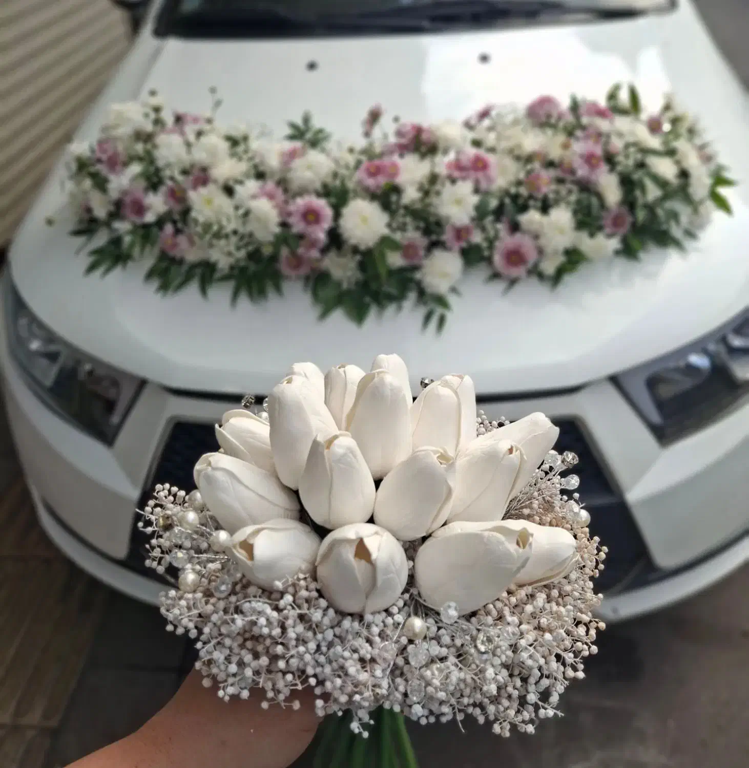 گلکاری ماشین عروس طبیعی ومصنوعی|خدمات پذیرایی، مراسم|رشت, ساغری سازان|دیوار