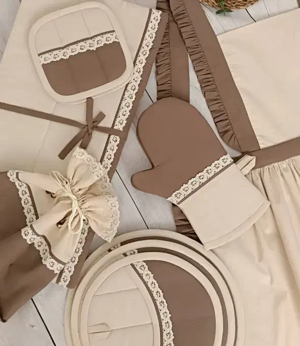 سفارش دوخت سرویس آشپزخانه عروس|سفره، حوله، دستمال آشپزخانه|کاشان, فاز ۱ ناجی آباد|دیوار