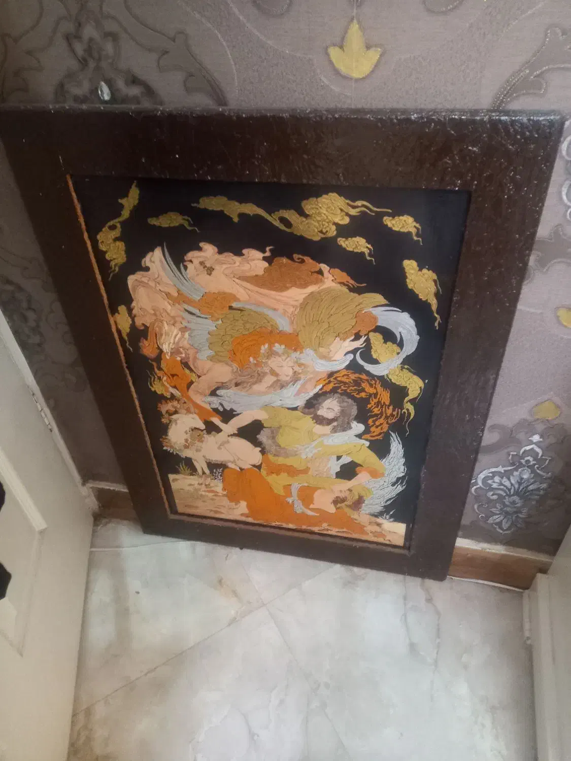 قاب مس دور چوب بسیارزیبا بزرگ وساعت بزرگ برند تارا|تابلو، نقاشی، عکس|تهران, مینای جنوبی|دیوار