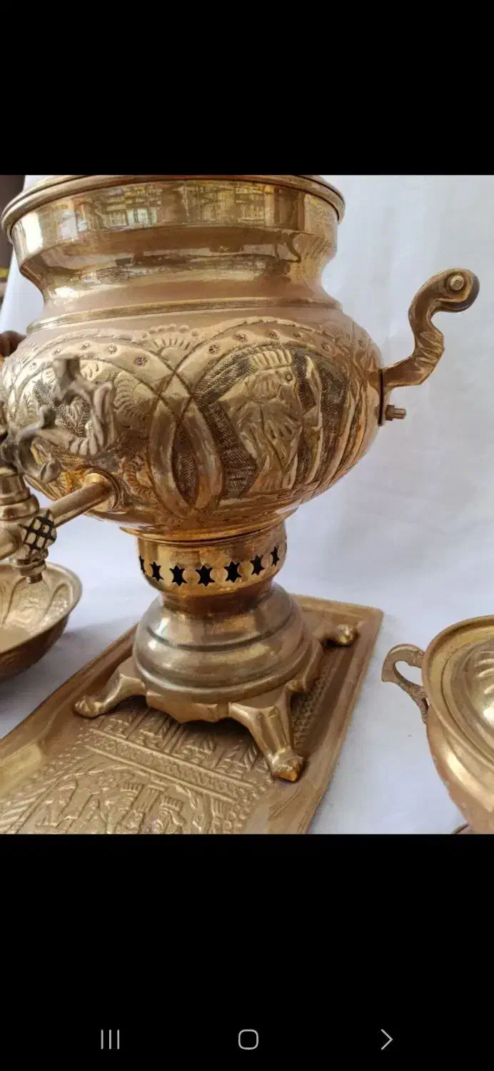 سرویس سماور قدیمی (معاوضه کالا ب کالا) عضو کانالشو|کلکسیون اشیاء عتیقه|قم, شهید رجایی|دیوار