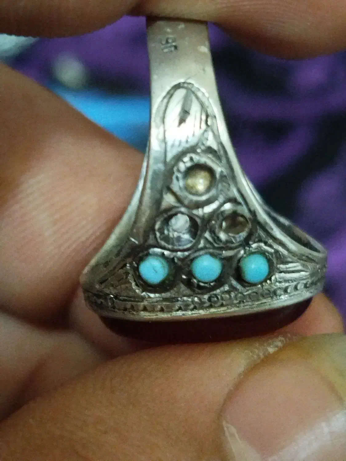 انگشتر نقره عیار ۹۰ عقیق یمن قدیمی|جواهرات|زرند, |دیوار