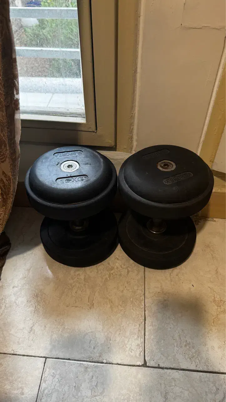 دو جفت دمبل درجه یک شش ضلعی۱۵و۲۰کیلویی|تجهیزات ورزشی|تهران, پونک|دیوار