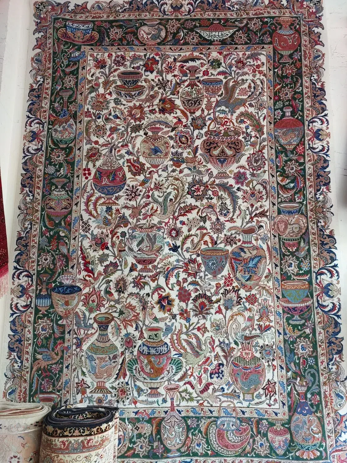 فرش دستباف تک ۶متری زیرخاکی حاشیه سبز|فرش|مشهد, ده دی|دیوار