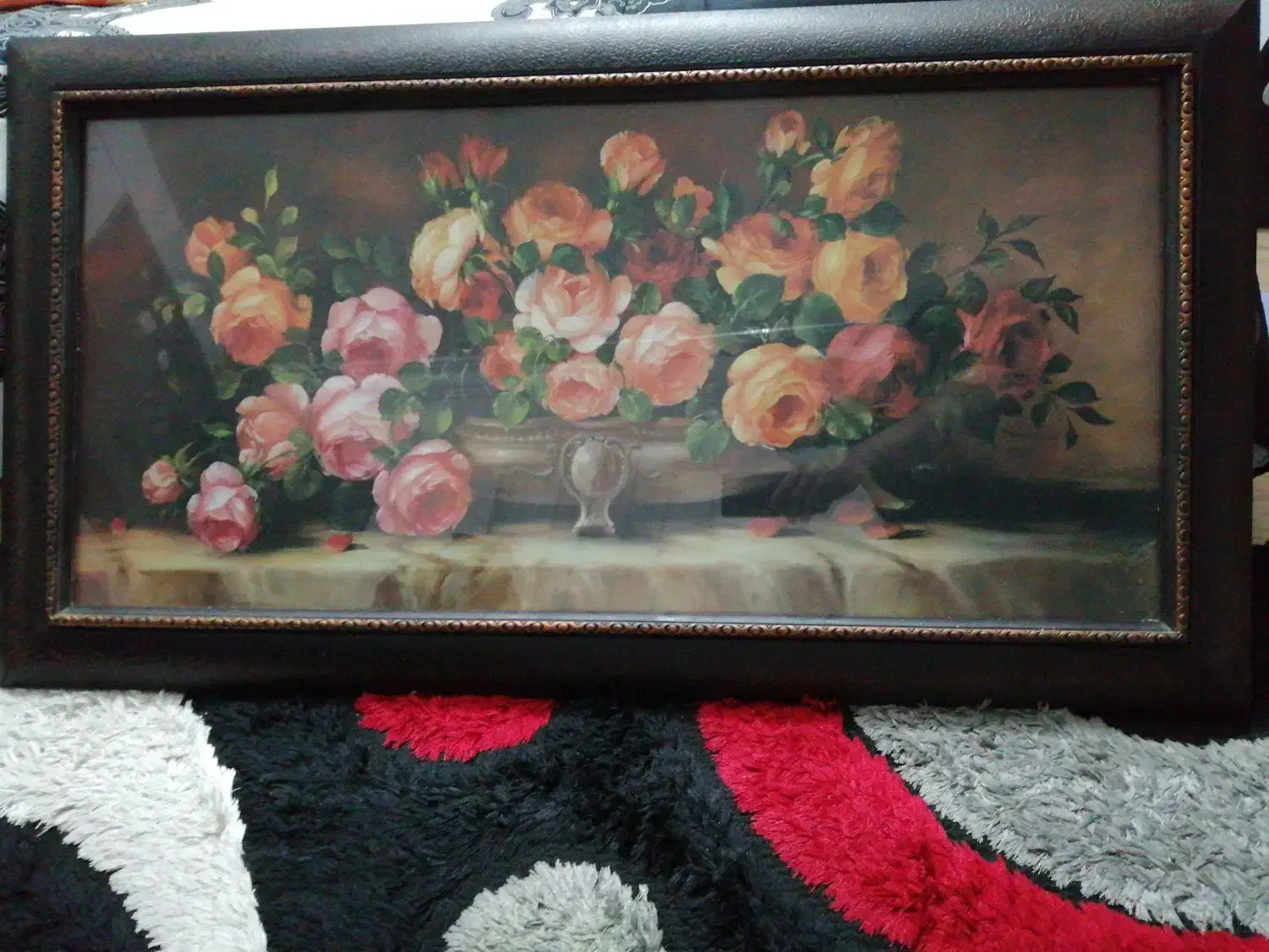 تابلو طرح گل رز|تابلو فرش|رشت, شهرک قدس|دیوار