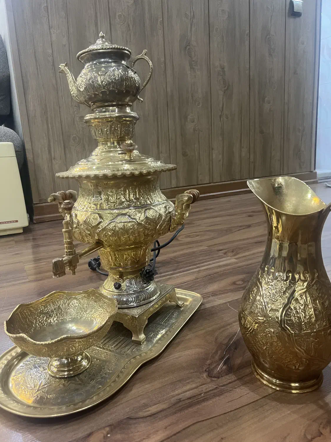 سماور برنجی برقی زنجانی نو با کارتن|سماور، چایساز، قهوهساز|اصفهان, چرخاب|دیوار