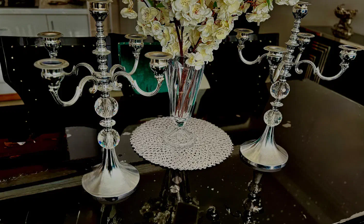 یک جفت شمعدان ۵شاخه فلزی|صنایع دستی و سایر لوازم تزئینی|الیگودرز, |دیوار