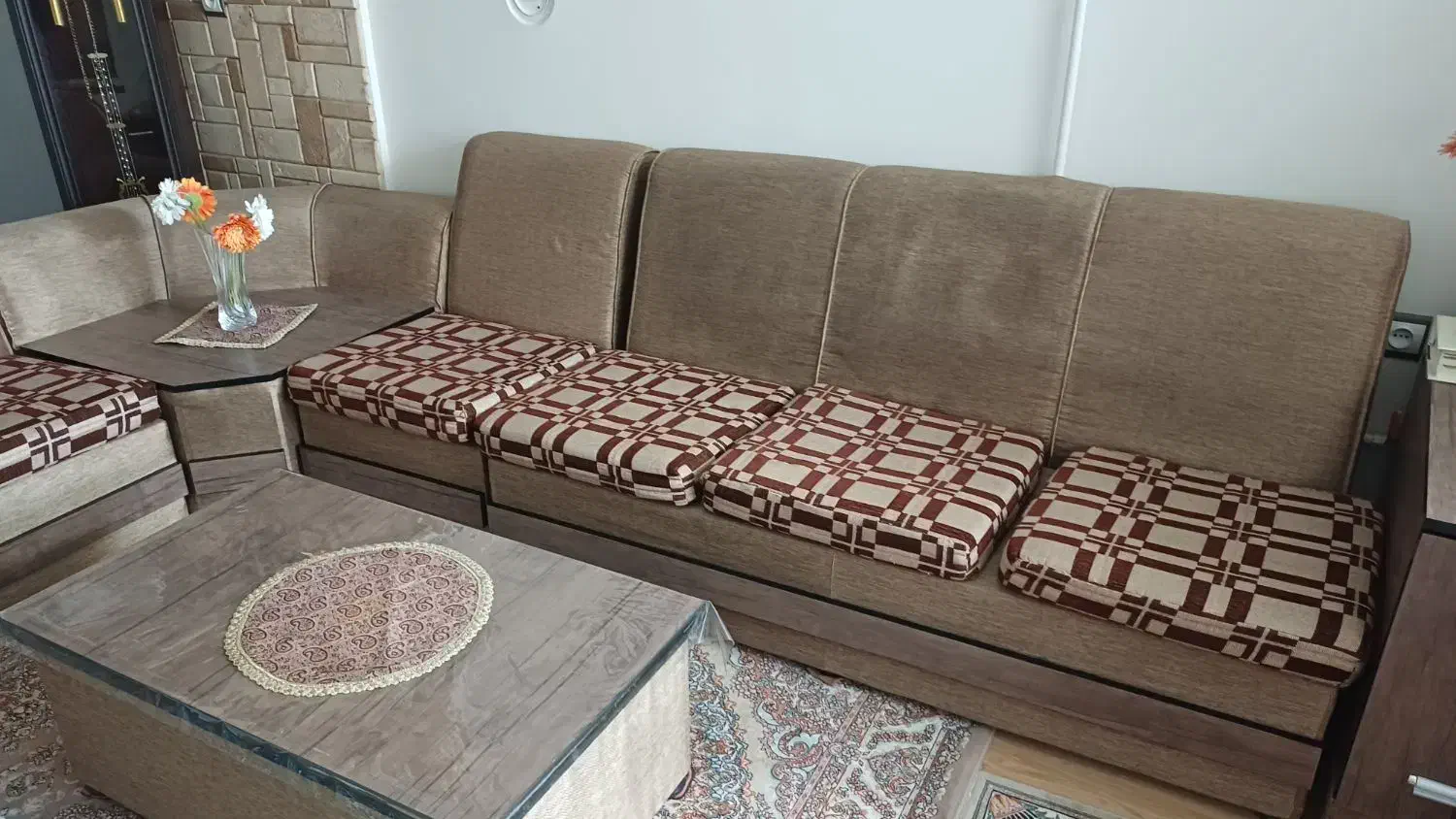 دو دست راحتی هفت نفره و ال|مبلمان خانگی و میز عسلی|قزوین, |دیوار