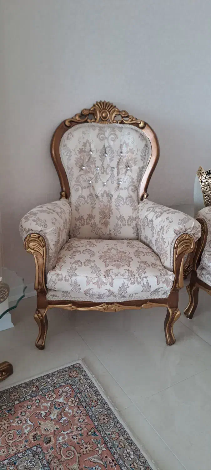 مبل سلطنتی  با چوب|مبلمان خانگی و میز عسلی|دلیجان, |دیوار