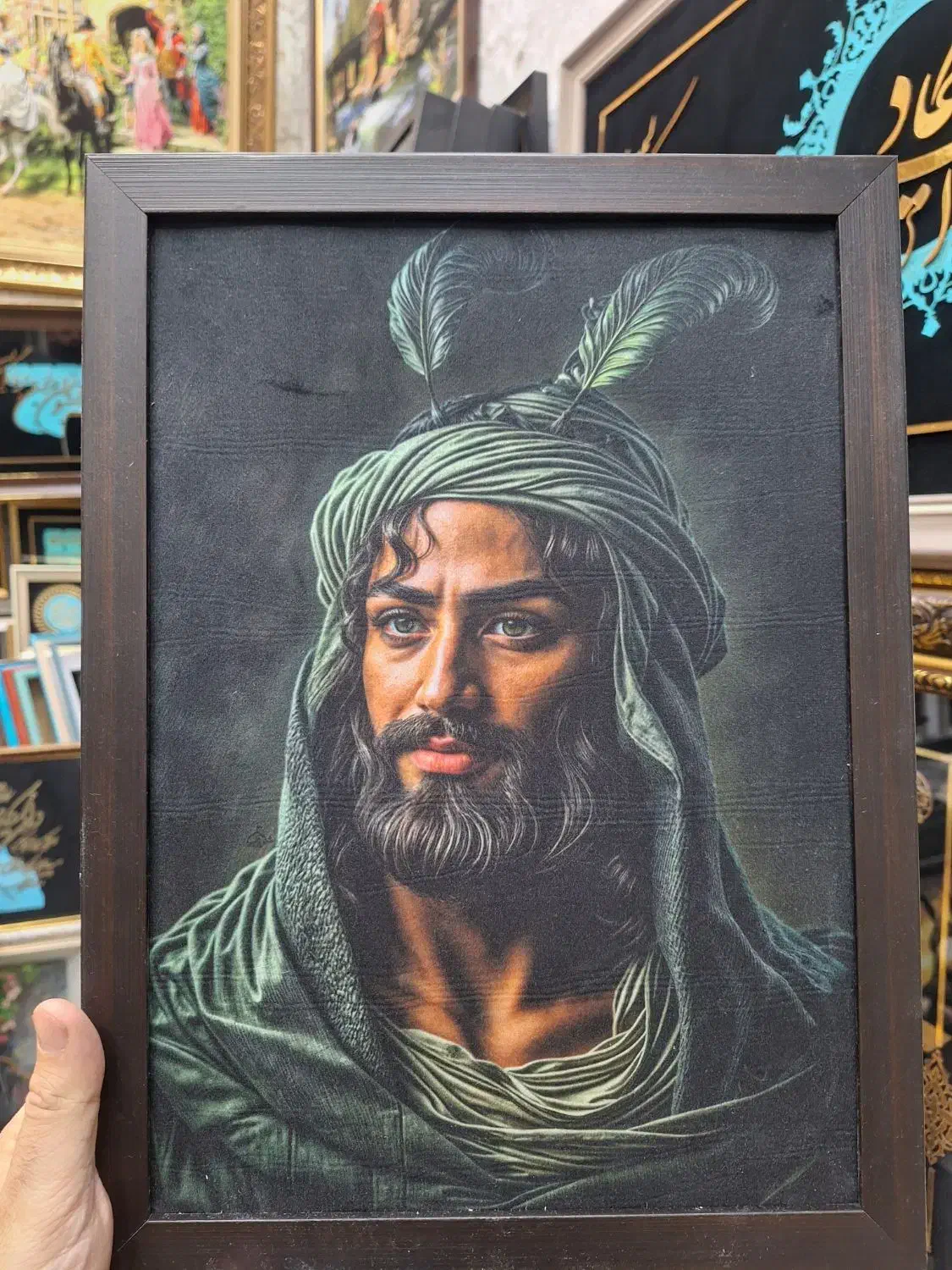 قاب تمثال مذهبی مخملی|تابلو، نقاشی، عکس|مشهد, سپاد|دیوار