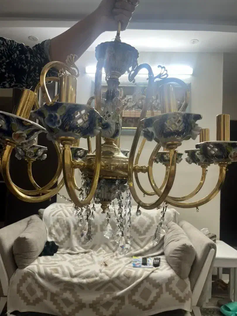 لوستر ۱۰ شاخه تمیز سالم|لوستر و چراغ آویز|قم, بلوار امین و ساحلی|دیوار