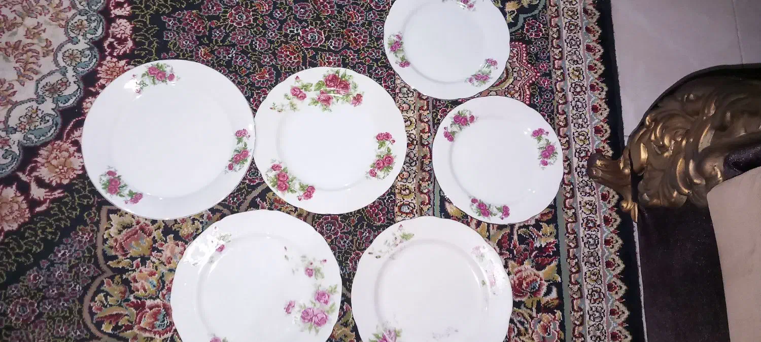 شش عدد گل سرخ قدیمی|ظروف سرو و پذیرایی|گرگان, |دیوار