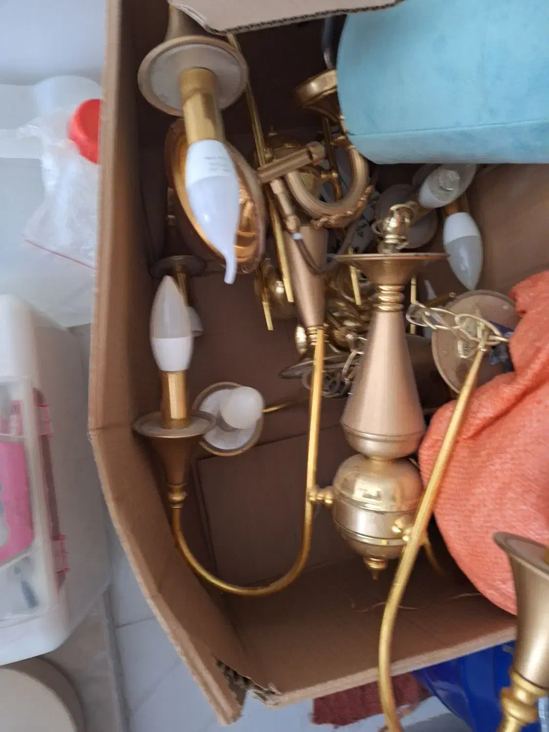 لوسترآبکاری طلا ۳شاخه|لوستر و چراغ آویز|خرمآباد, |دیوار