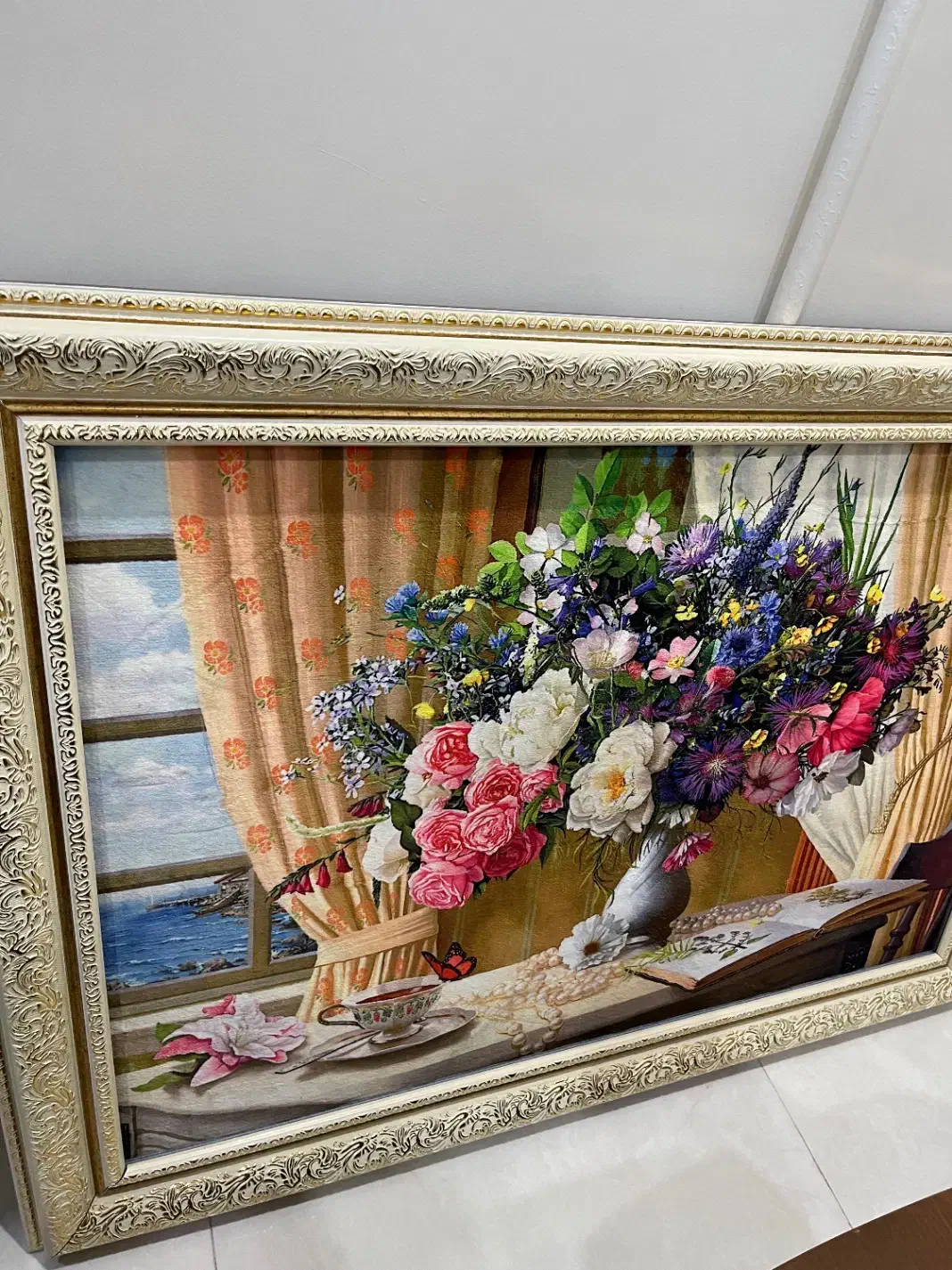 تابلو فرش ماشینی طرح جدید گلدان و پنجره|تابلو فرش|اهواز, فولادشهر|دیوار