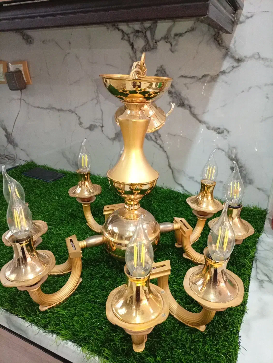 لوستر تمام برنج|لوستر و چراغ آویز|اراک, |دیوار