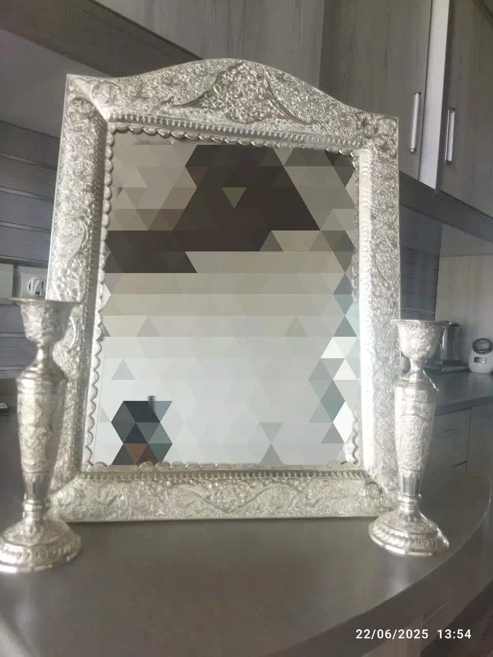 آینه وشمعدان قلم زنی|صنایع دستی و سایر لوازم تزئینی|خمینی‌شهر, |دیوار